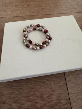 Honora Multicolor Pearl Coil Bracelet - Pink, Champagne, Bronze, Green